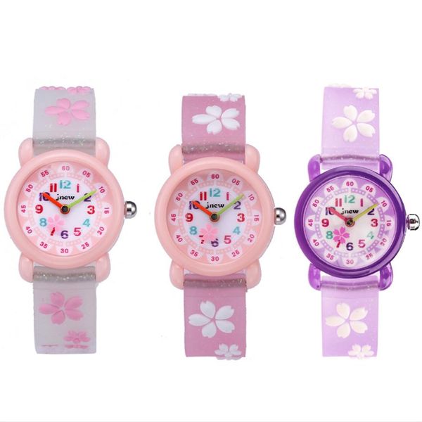 JNEW marca de cuarzo reloj para niños Loverly dibujos animados niños niñas estudiantes relojes pulsera de silicona relojes para niños Gift221P