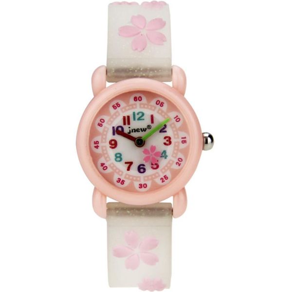 JNEW marca reloj de cuarzo para niños Loverly dibujos animados niños niñas estudiantes relojes cómodo correa de silicona Color caramelo relojes de pulsera 2236