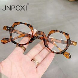 JNPCXI Llegada Retro Redonde Punk Gafas para hombres Clear Lens Fashion Frame Women Vintage Hexagon Decoration Male 240507