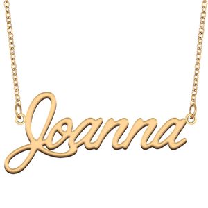 Joanna nom colliers pendentif personnalisé personnalisé pour femmes filles enfants meilleurs amis mères cadeaux 18 carats plaqué or acier inoxydable