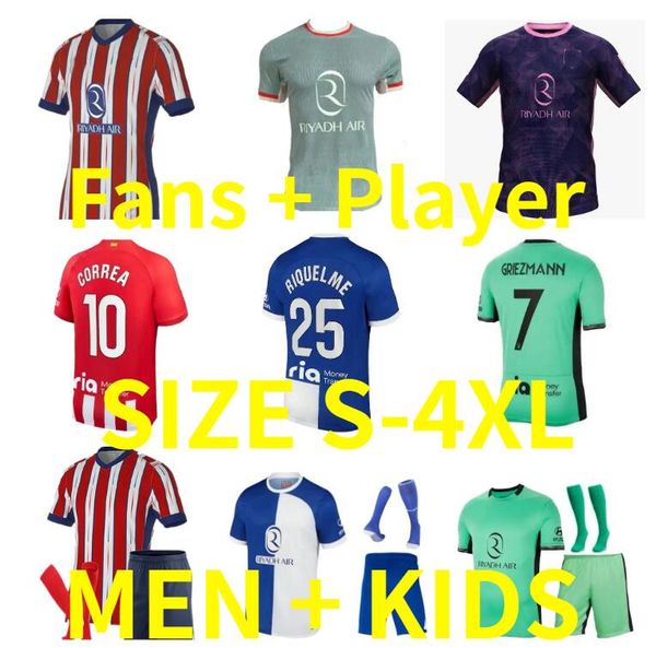 2024 2025 Memphis Athletic Madrids R.De Paul Griezmann Carrasco Soccer Jerseys 23 24 25 Player Version Lemar Koke M. Llorente Camisetas de Futbol Men Kids Fooball Shirt