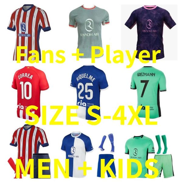 2024 2025 Memphis Athletic Madrids R.de Paul Griezmann Soccer Jerseys Jouer Player Carrasco M. Llorente Camisetas 24 25 Correa Football Shirt Kid Kit Kit Kit