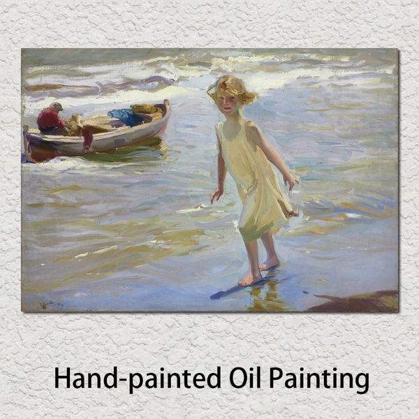 Joaquin Sorolla Bastida peintures pour détail de fille sur la plage toile à l'huile paysages modernes Art peint à la main 205G