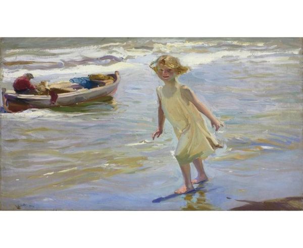 Cuadros de Joaquín Sorolla y Bastida para Detalle de Chica en la playa lienzo Paisajes modernos arte pintado a mano 8337901