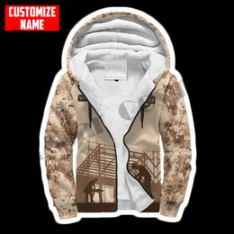 Job Nom personnalisé 3DPrinted Unique Fleece Zipper Hoodies Hommes Femmes Hiver Chaud Double Plus Velours Veste Costumes Casual Manteau A 1 220713