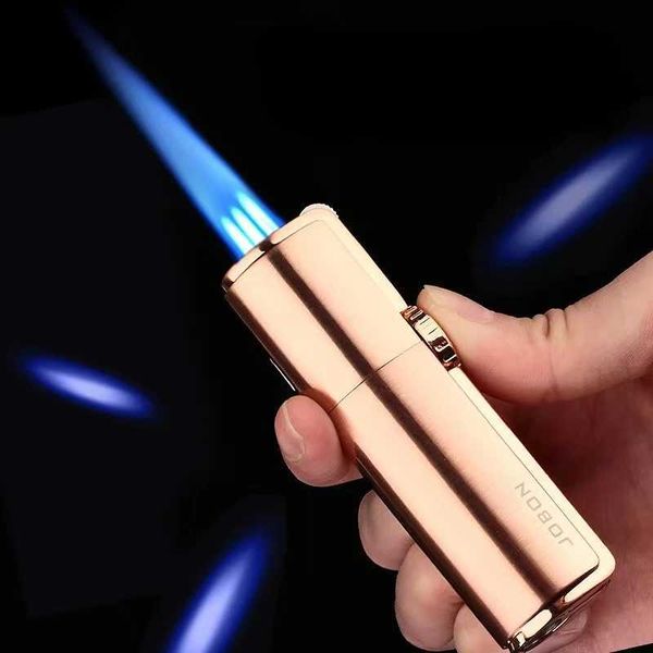 Jobon cigare spécial sans briquet à gaz trois flammes en métal coupe-vent hommes BBQ pistolet Gadget avec couteau accessoires pour fumer