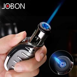 Jobon – briquet à flamme bleue créatif en métal, coupe-vent pour l'extérieur, sans gaz, gonflable, adapté à l'allumage des cigares de la cuisine et du barbecue