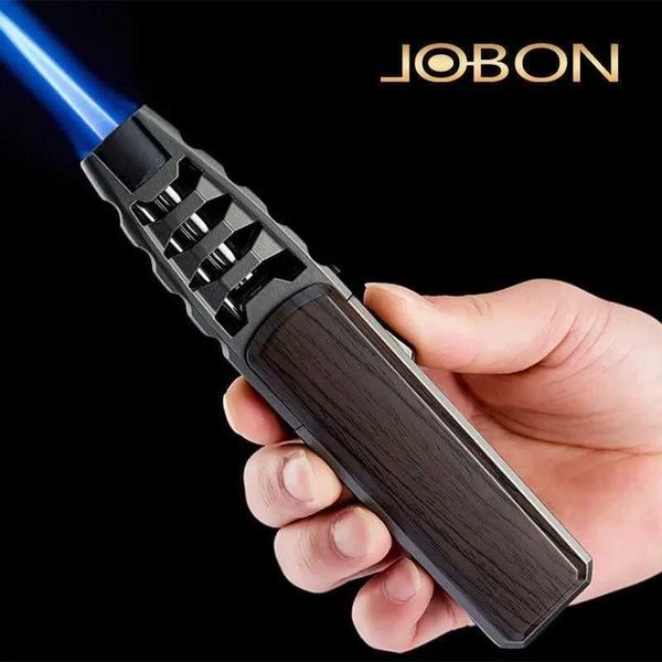 JOBON Métal Extérieur Coupe-Vent Turbine Torche Grand Feu Pistolet Bleu Flamme Butane Pas De Briquet À Gaz Cuisine Barbecue Bijoux Soudage