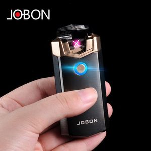 Jobon metal a prueba de viento toque sensible dual arco USB accesorios de cigarrillos portátiles recargables recargables gadgets para hombres