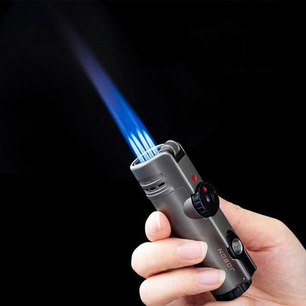 JOBON nouvelle torche gonflable Jet coupe-vent briquet meule en métal silex briquet pas de gaz Butane gonflable cadeau allume-cigare