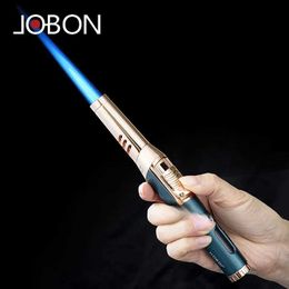 JOBON nouveau métal extérieur coupe-vent sans briquet à gaz allumage flamme bleue torche Jet pistolet d'allumage Barbecue cuisine outil de soudage