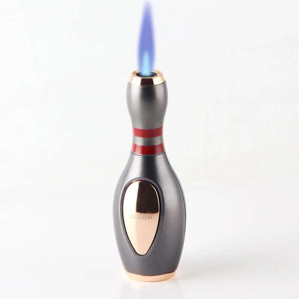 Jobon Novelty Bowling Ball Aspect sans gaz plus léger contre le vent droit de la flamme bleu flamme à cigare turbo torche petit ornement portable