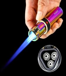 JOBON Triple torche briquet coupe-vent gaz silex briquet recharge Jet puissant flamme métal pistolet cuisine tuyau allume-cigare cadeau G5559540