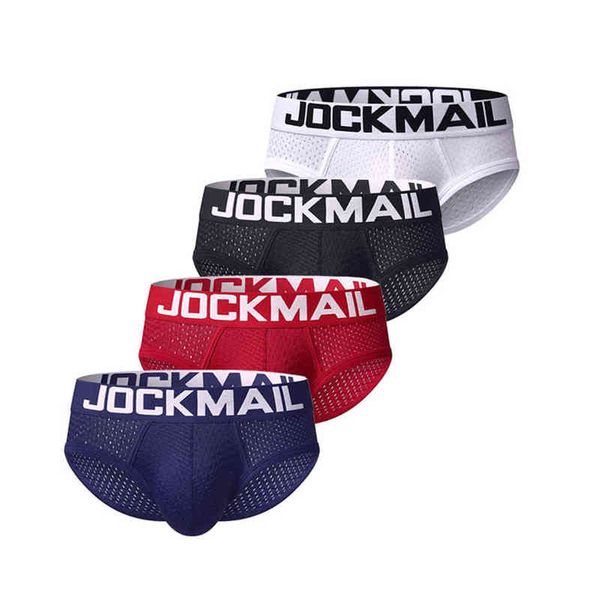 JOCKMAIL Sous-vêtements pour hommes 4-Pack Sexy Men Mesh Briefs Polyester Slip Cueca Male Culotte Confortable Slip Slip Gay Pants T220816