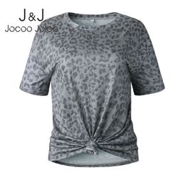 Jocoo Jolee Causal Katoen Losse Tops Korte Mouw O Hals Leopard Print T-shirt Vrouwelijke Vintage Harajuku Shirts Tuniek Tops Uitloper 210518