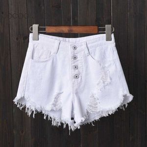 Jocoo Jolee Taille haute Ripped Tassel Denim Shorts Vintage Harajuku Sexy Jean Shorts Casual Bouton d'été Fly Jeans courts 210619