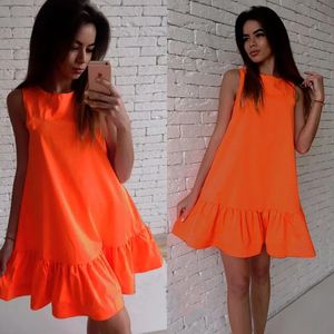 Jocoo Jolee Summer Solid Beach Chiffon Dress Women Casual Mouwess gegolfde losse mini elegante vestidos kleding 240329