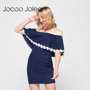 Jocoo Jolee Summer Women Sexy Fashion Dresses Dritto Ruffles Mini Butterfly Sleeve Slash Neck S-XL Size Dress Vestidos 210619