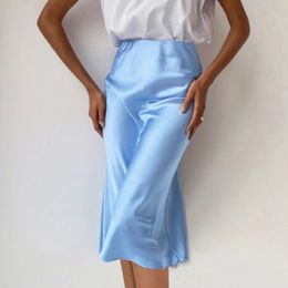 Jocoo Jolee Women Elegantes Satin Bodycon Faldas Casuales Seda alta Seda Long Summer Office Midi Skirt 2023 Street 240513