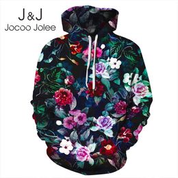 Jocoo Jolee Vrouwen Mode 3D Print Hoodies Herfst Casual Lange Mouw Losse Hooded Sweatshirts Overjassen Vintage Pullover 210518