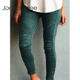 JOCOO JOLEE Women Oversized broek Jeans Hoge taille zwarte broek Elastische mager stretch vrouwelijk potlood 220726