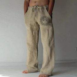 Jodimitty heren katoenen broek zomer stevige kleur ademende broek mannelijke casual elastische taille fitness hiphop streetwear 240417