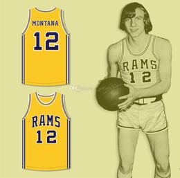 Joe Montana # 12 Ringgold High School Yellow Retro Basketball Jersey Men's Ed Custom Numéro Nom Jerseys