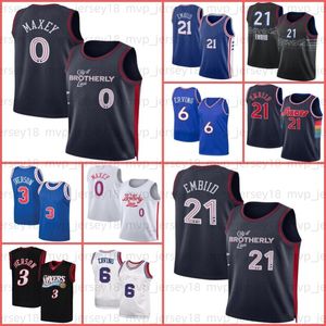 Joel 21 Embiid Tyrese 0 Maxey Maillots de basket Philadelphie 76er Allen 3 Iverson Julius 6 Erving Champagne hommes