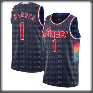 Joel 21 Embiid Jerseys Jame 1 s Harden Tyrese 0 Maxey City Baloncesto Jersey Allen 3 Iverson Camisa cosida Logos