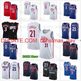 Joel Embiid Basketball Jersey 21 3 Allen Iverson 0 Tyrese Maxey Julius Erving Mens 1 James Harden Jerseys Retro City Black White 2022 2023