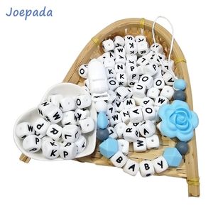 Joepada 100 stuks Engels alfabet siliconen tandjes kralen bpa gratis voor het maken van baby sieraden ketting bijtring speelgoed 211106