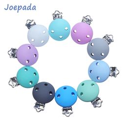 Joepada 10 pièces/lot porte-tétine en Silicone Clips de sucette forme ronde faisant bébé collier de dentition accessoires jouet perles de Silicone 240115