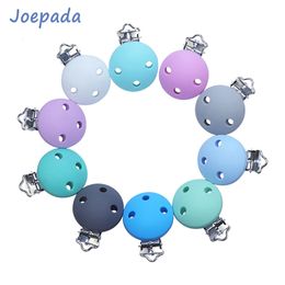 Joepada 10 pièces/lot porte-tétine en Silicone pinces à sucette forme ronde faisant bébé collier de dentition accessoires jouet perles de Silicone 231225