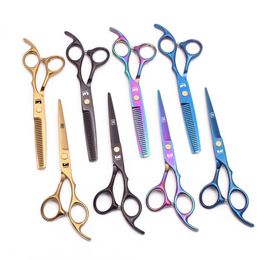 Ciseaux de cheveux multicolores de 6 pouces coupant les cisaillements d'amincissement de la coupe de cheveux de haute qualité de haute qualité.