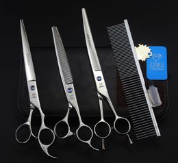 JOEWELL 8.0 pouces 440C ensemble de ciseaux de coupe/amincissement de cheveux en acier inoxydable avec étui en cuir outil de barbier professionnel de haute qualité