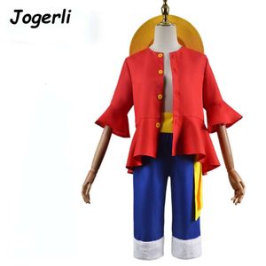 Jogerli Anime Disfraces de Cosplay Mono D Luffy Cos Traje Pirata Rey Ropa Sombreros de Paja Accesorios Divertido Regalo de Halloween