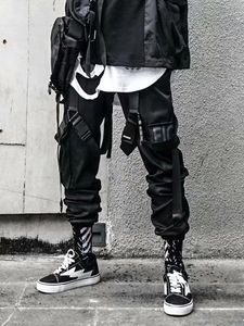 Joggers Cargo pantalon pour hommes décontracté Hip Hop Hit couleur poche mâle pantalon de survêtement Streetwear rubans Techwear pantalon 240228
