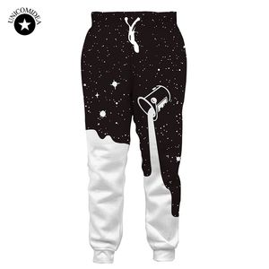 Jogger Männer Jogginghose Lustige Galaxy Gießen Milch Druck 3D Hosen Schwarz Weiß Farbe Lose Beiläufige Hosen Pantalones Hombre