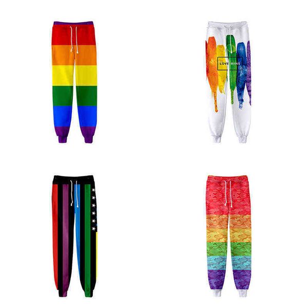 Joggers Pant Pantalones largos sueltos 3D Fitness Pantalones Sweatpant Rainbow Lgbt Moda Hip Hop Hombres Mujeres 3d Bandera Lesbianas Gays Casual Y211115