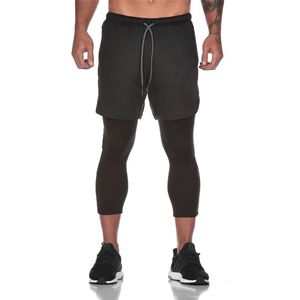 Joggers Sweatpants Mens 2 in 1 Skinny Broek Korte Leggings Dubbellaags Sportkleding Mannelijke Gyms Fitness Ingebouwde Pocket Track Pants