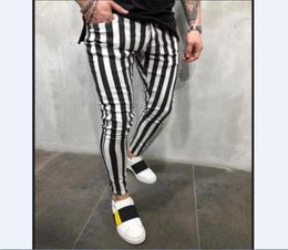 Joggers avec rayures blanches noires pour hommes pantalon décontracté