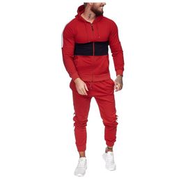 Jogging Ropa Empalmado Impreso Moda Chaquetas con capucha Cremallera Hombres Sudaderas con capucha Abrigo informal Con capucha Fleece Streetwear Ropa Harajuku Conjuntos para hombres 4