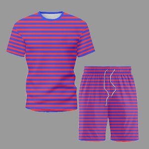 Jogging vêtements été tendance court hommes ensembles classique mode rayures T-Shirt Shorts tenue 2023 Chic survêtement costume pour homme 5XL