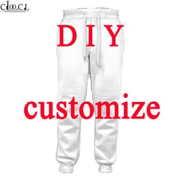 Jogging broek 3D print diy gepersonaliseerde ontwerpbroeken mannen vrouwen eigen imago p o star zanger anime harajuku stijl m192 220706