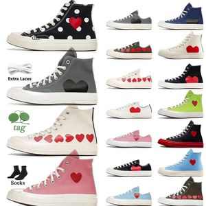 Jogging Walking High Top Vintage Commes des Garcons x 1970S Designer Canvas Shoes Womens Mens All Star Classic 70 Chucks Taylors Low Multi-Heart Sneakers Trainers 73