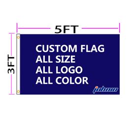 Bandera con logotipo personalizado JOHNIN de 3x5 pies, pancarta con impresión personalizada con ojales, impresión Digital OEM DIY por su propia idea