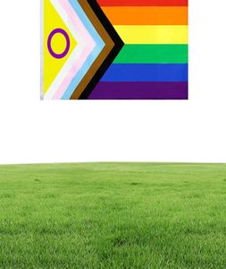 Johnin Nuevo estilo LGBT Bandera directa de fábrica 90x150 cm 3x5 pies Bandera de orgullo de progreso intersexual entero 2101132
