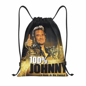 Johnny Hallyday Cordon Sac À Dos Femmes Hommes Sport Gym Sackpack Pliable Français Rock Singer Sac De Formation Sack p2LE #