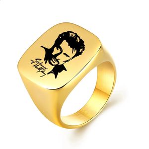 Johnny Hallyday Po bague en acier inoxydable hommes femmes grands anneaux Punk Rock hommes bague couleur or noir bijoux cadeau 240129