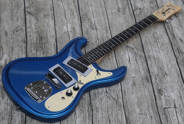 Johnny Ramone Blue Guitar Mosrite Venture 1966 Metallic Blue Guitare Électrique Bigs Tremolo Bridge Cream Pickupgard P90 Micros
